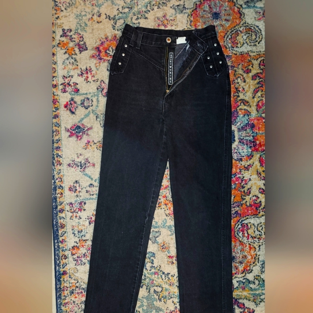 ROCKIES AUTHENTIC STUDDED DENIM BLACK LAWMAN STYLE JEANS - S/25